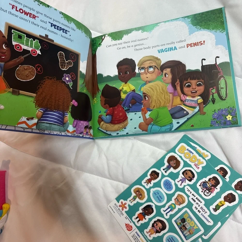 Every Body Talk Kids Book & Sticker Set- about our bodies & boundries- healthy